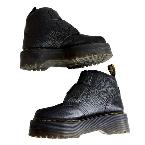 Dr. Martens Devon Heart Leather Boots US 5 Black‎ Pebbled Finish Chunky Platform - Picture 6 of 8